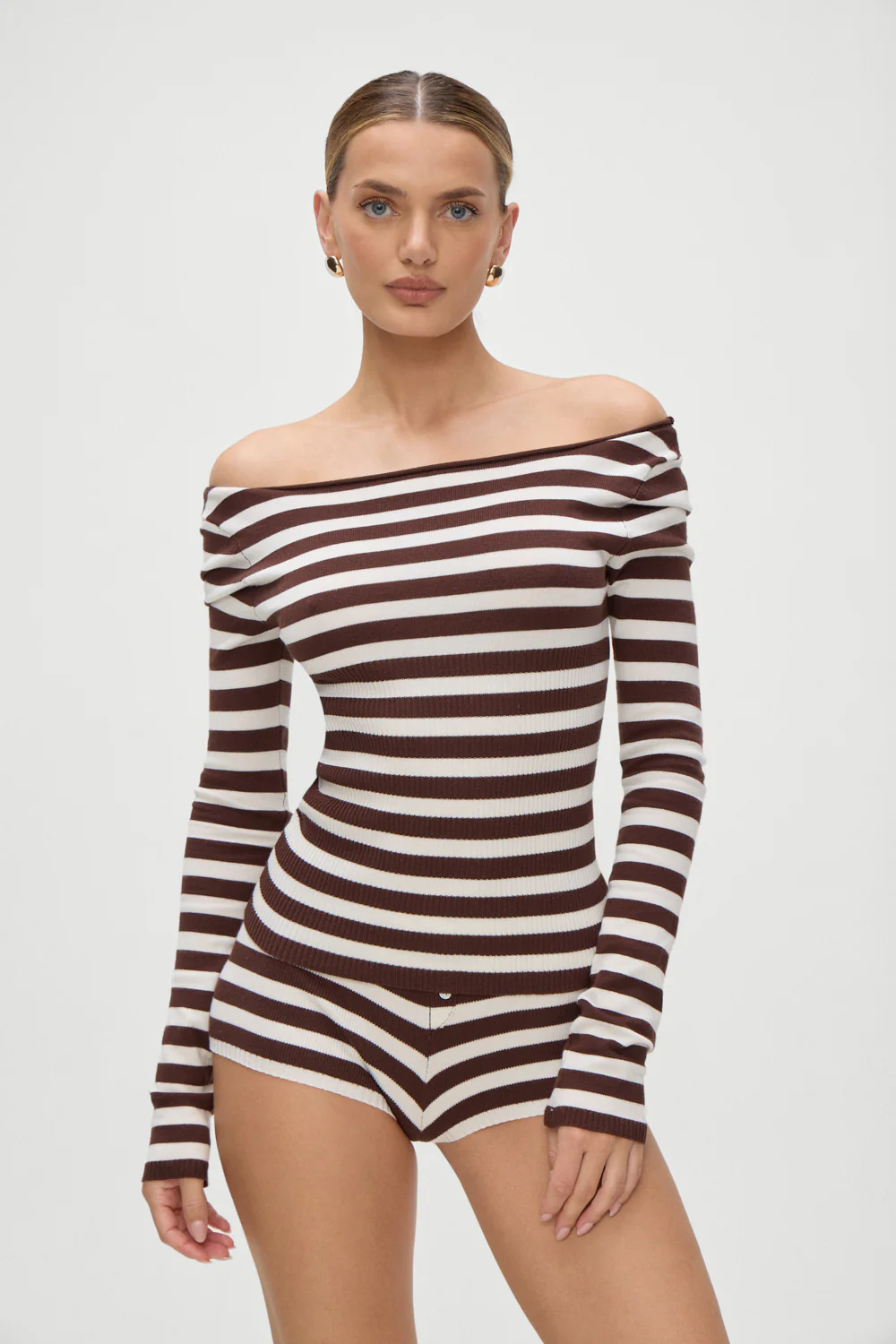 Theo Striped Knit Sweater - Brown Sugar Stripe - Image 2