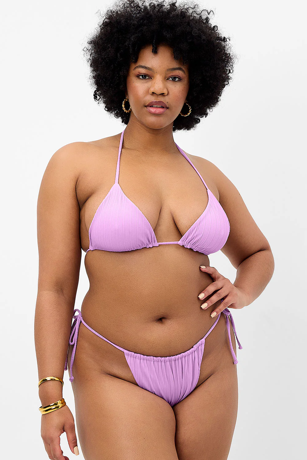 Tia Plissé String Bikini Bottom - Wisteria - Image 3