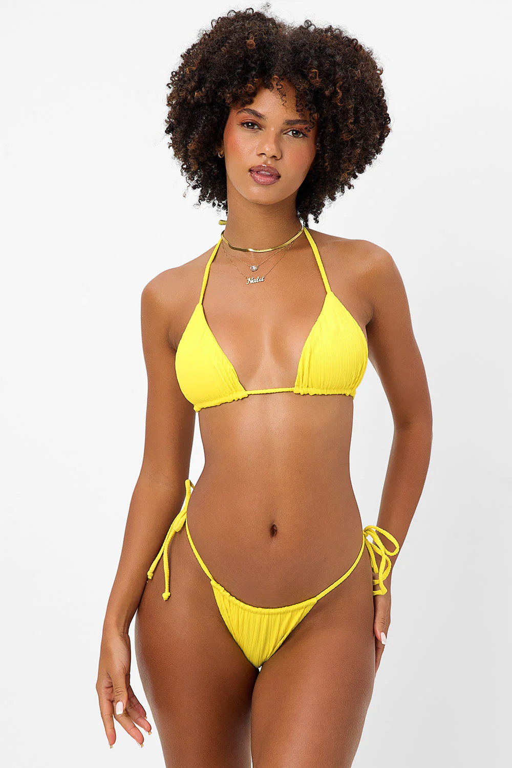 Tia Plissé Triangle Bikini Top - Pina Colada - Image 3