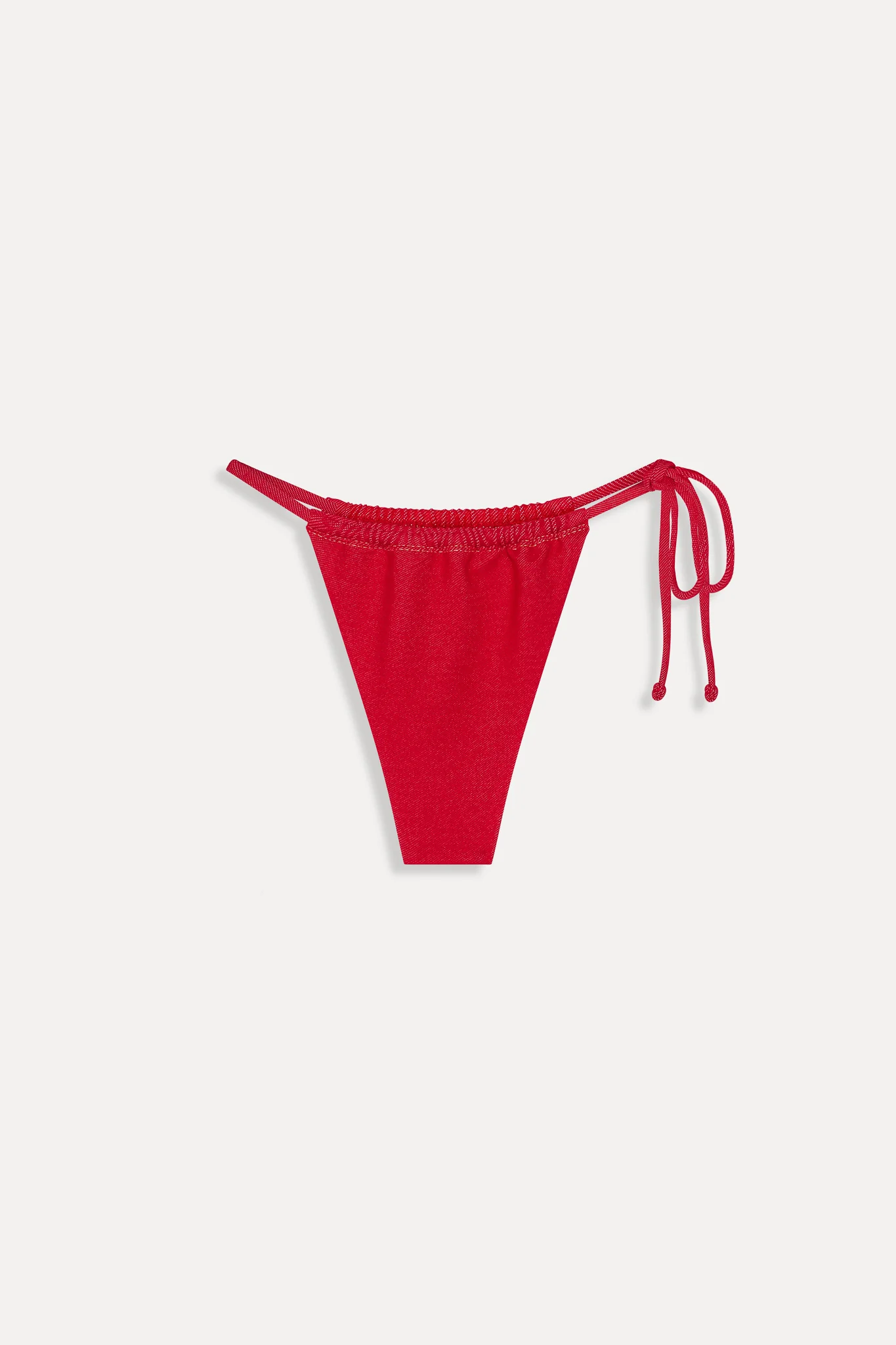 Tia Skimpy Denim Bikini Bottom - Red Denim - Image 3