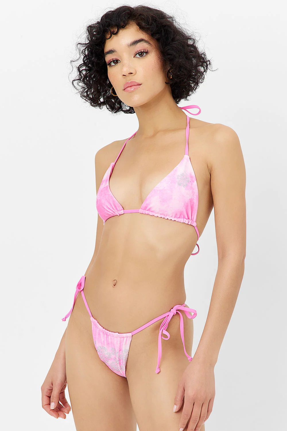Tia Terry String Bikini Bottom - Distorted Pink Dye - Image 2