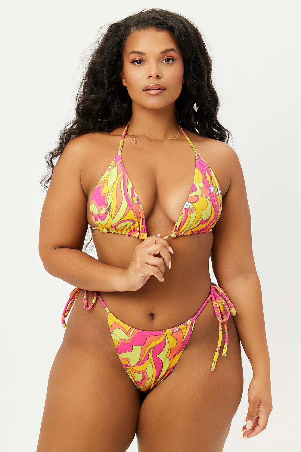 Tia Terry String Bikini Bottom - Peace Terry - Image 3