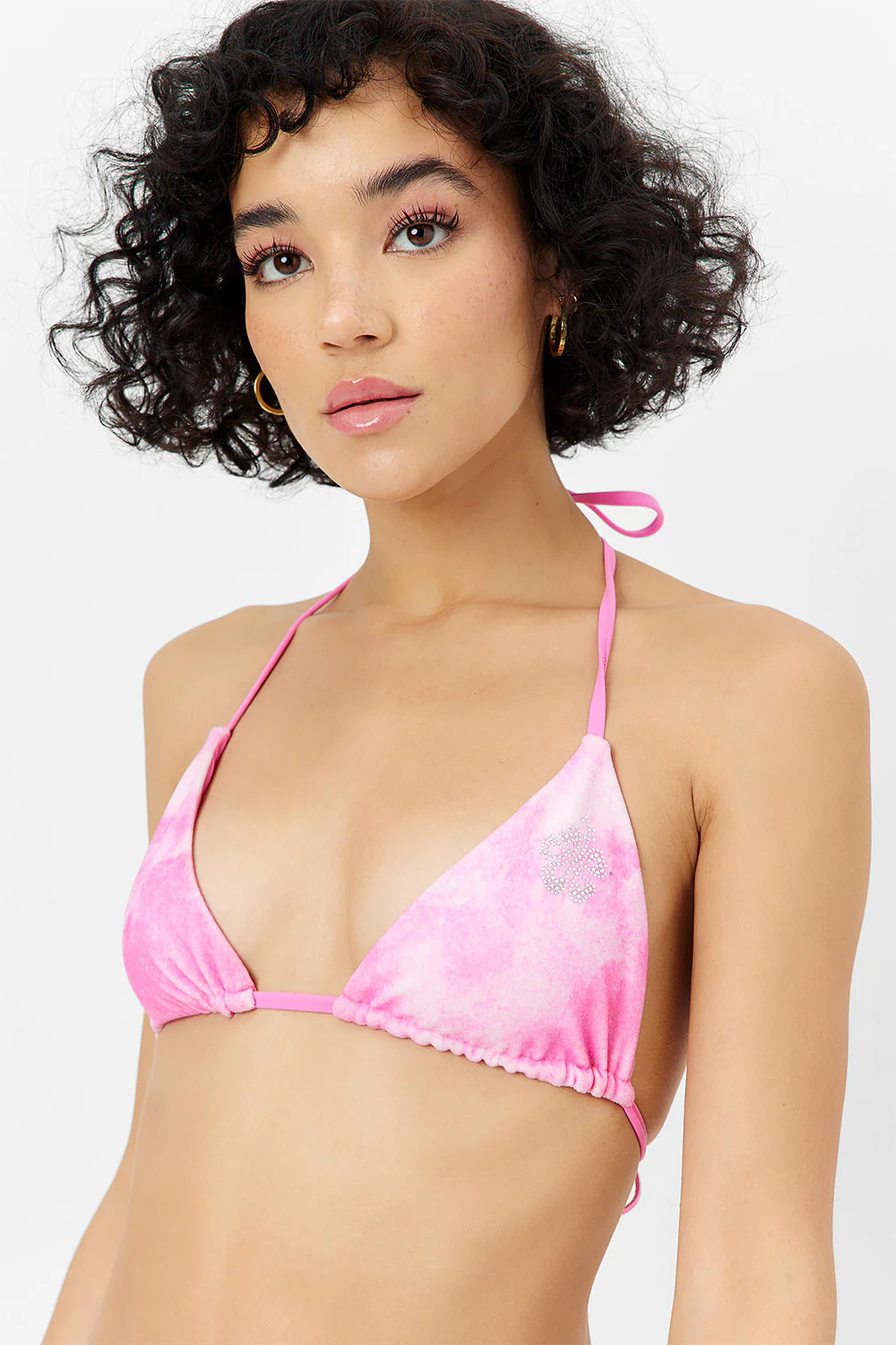 Tia Terry Triangle Bikini Top - Distorted Pink Dye - Image 4