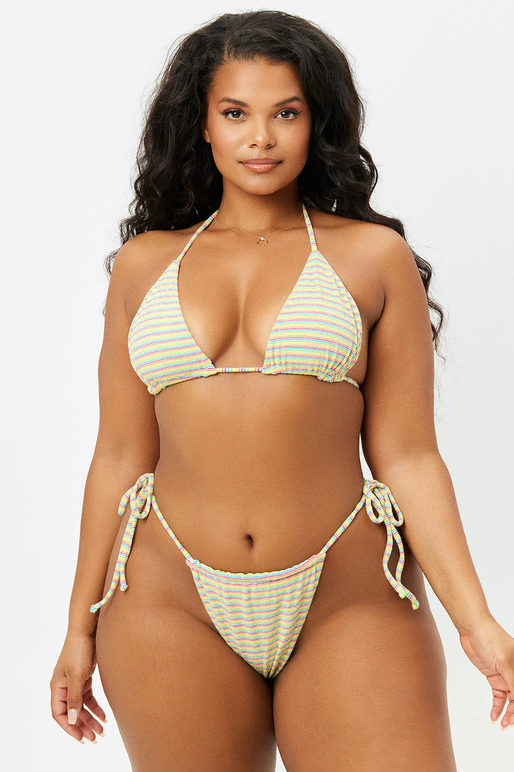 Tia Terry Triangle Bikini Top - Lovers Stripe Terry - Image 2