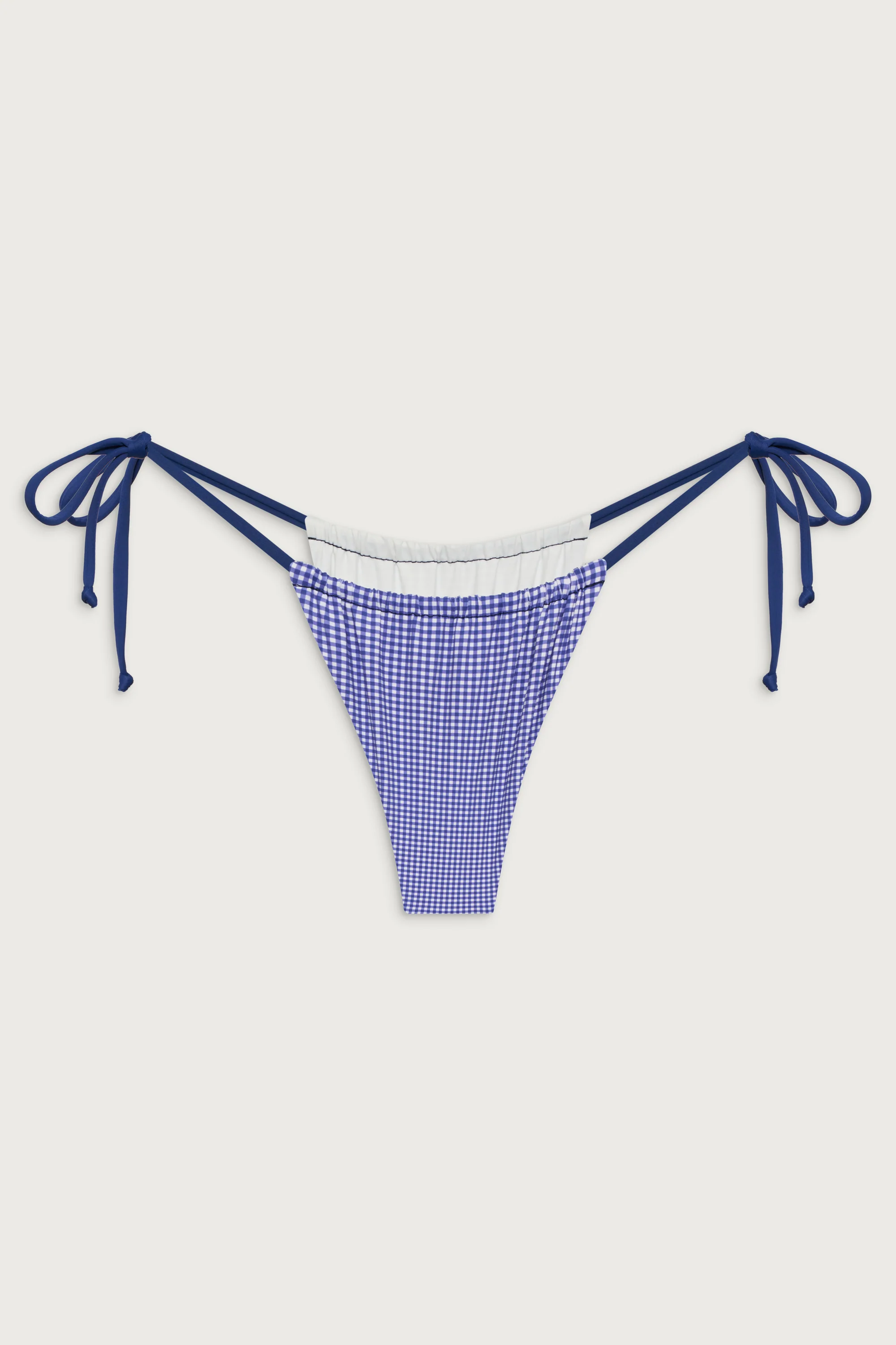 Tia Tie Side Skimpy Bikini Bottom - Sailor Gingham - Image 3