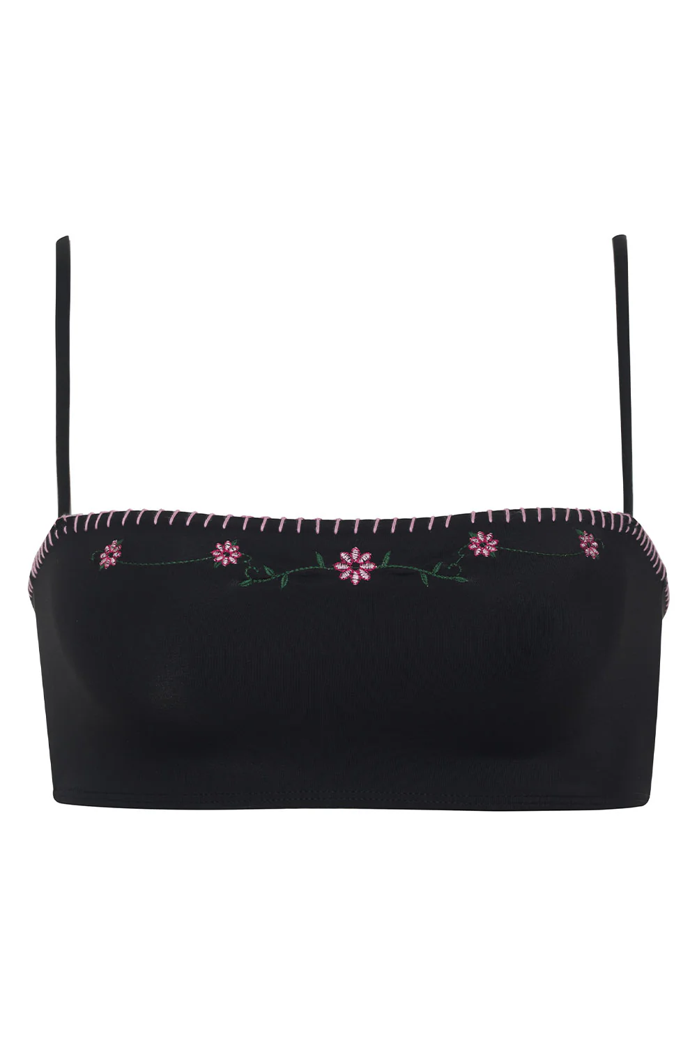 Tommy Embroidered Bandeau Bikini Top - Sea Fairy Black - Image 5