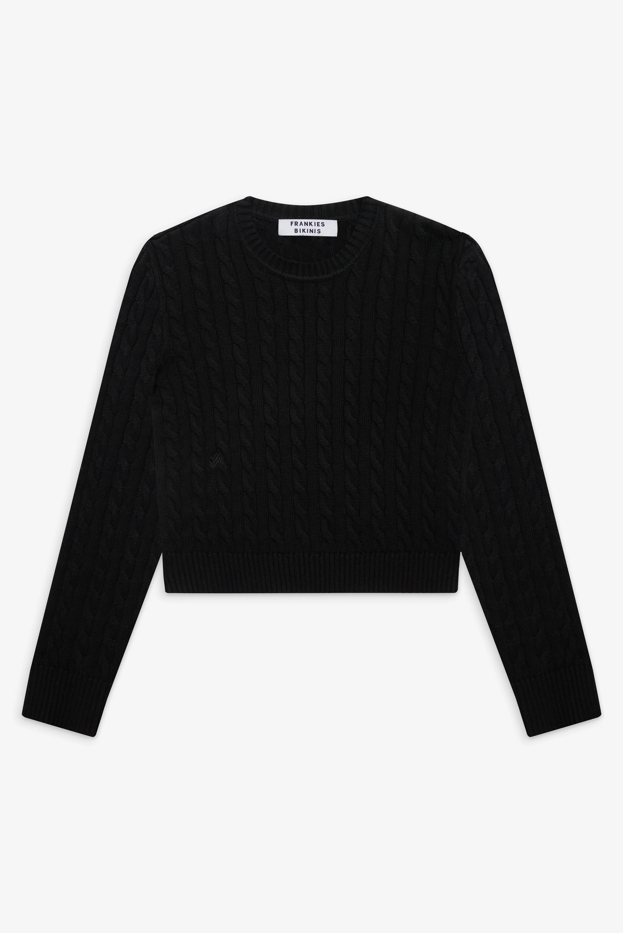 Varsity Cable Knit Sweater - Black - Image 3