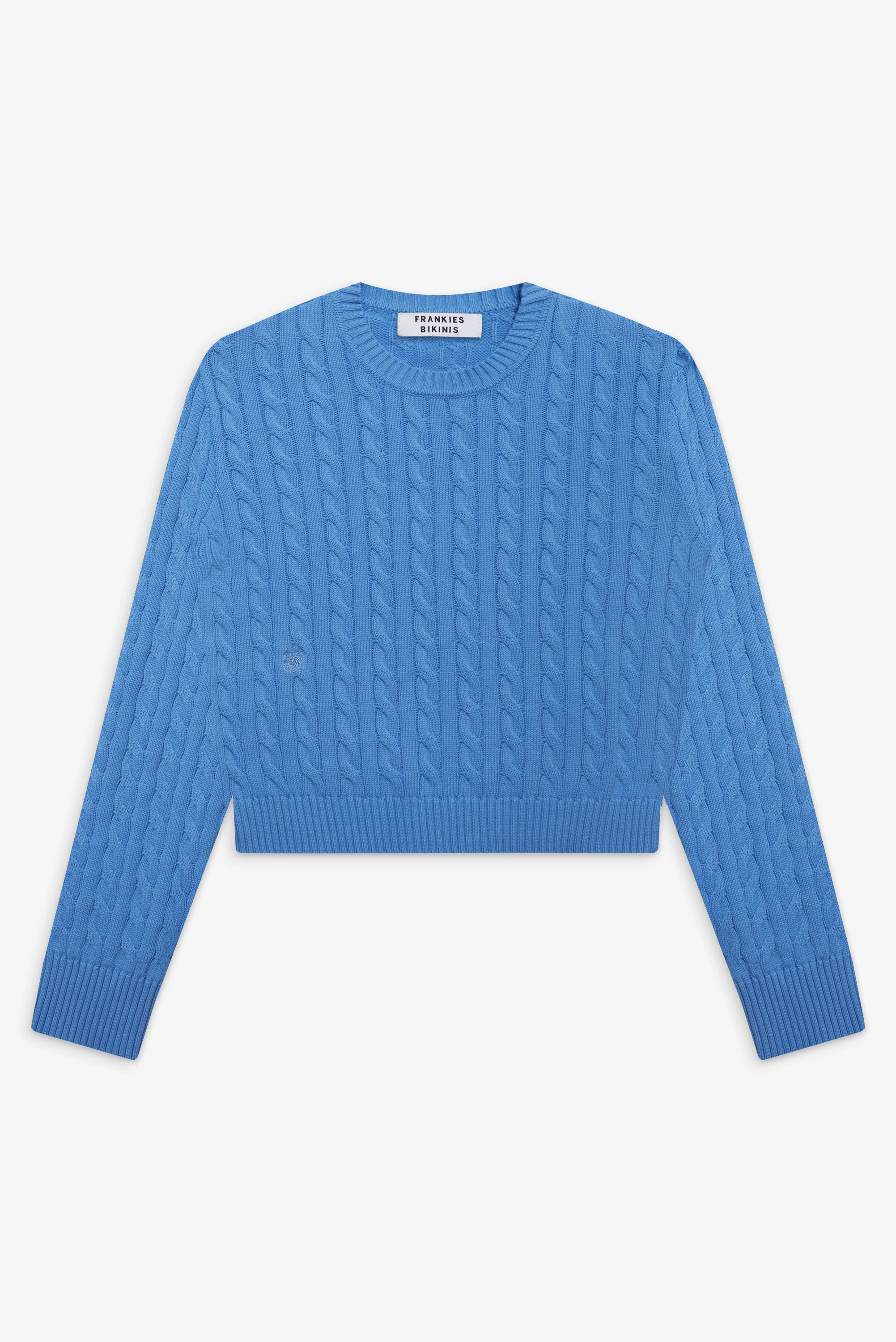 Varsity Cable Knit Sweater - Blue Moon - Image 3