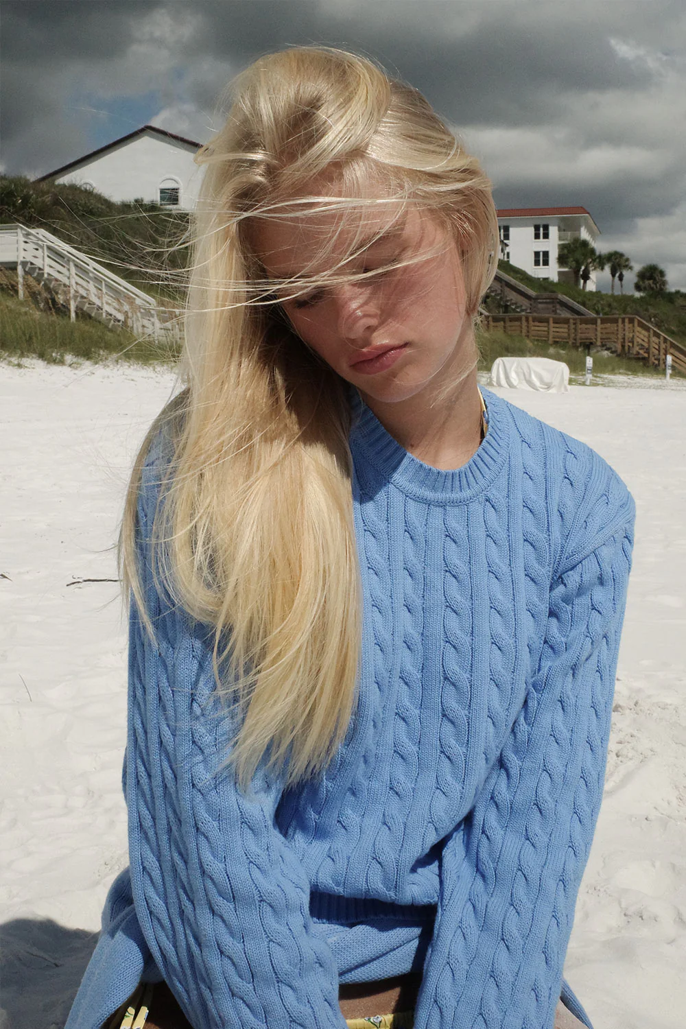 Varsity Cable Knit Sweater - Blue Moon - Image 7