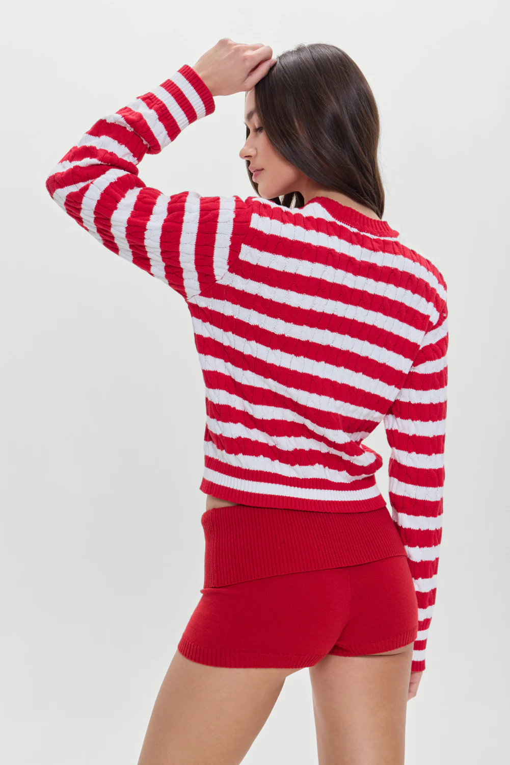 Varsity Cable Knit Sweater - Heartstrings Stripe - Image 5