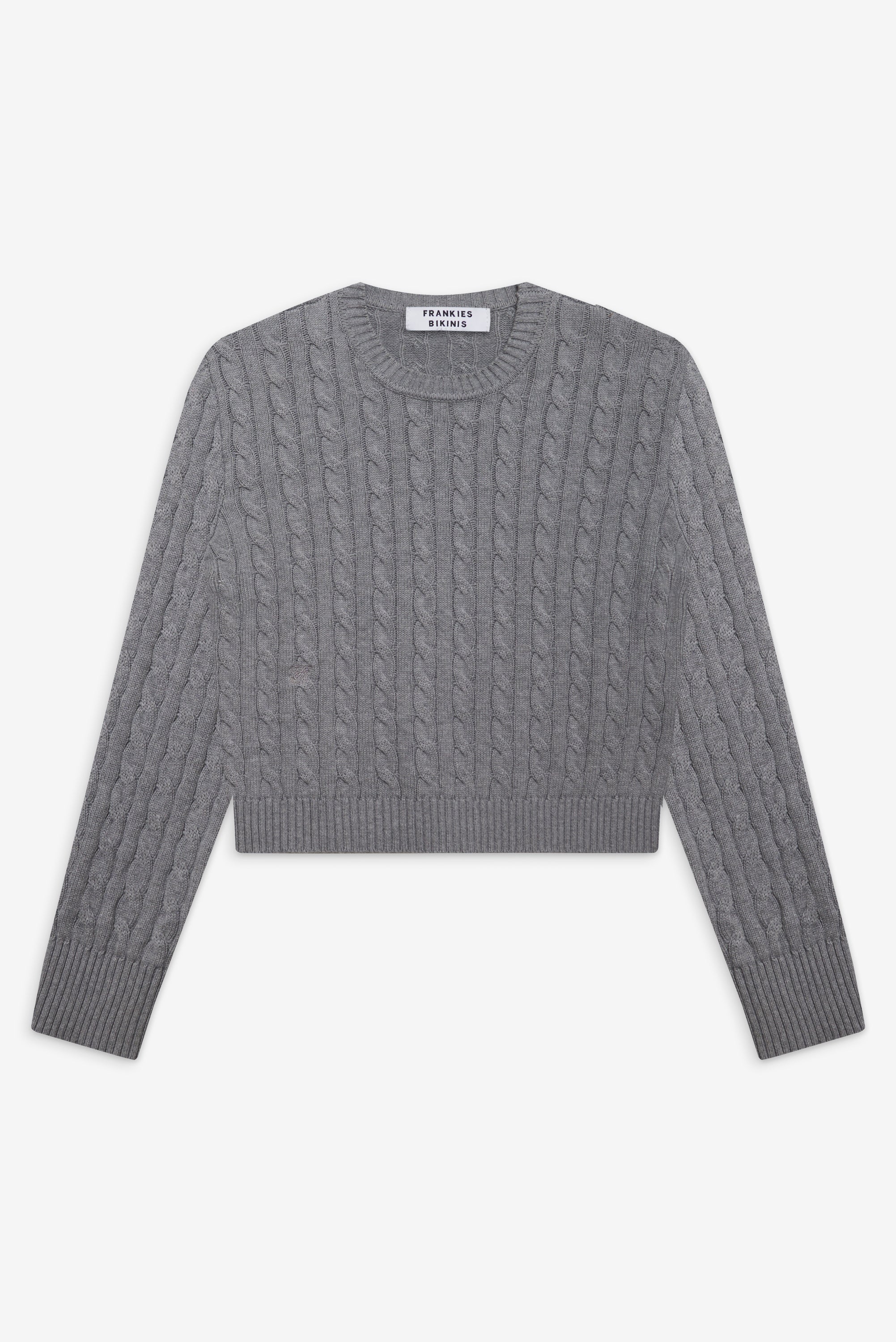 Varsity Cable Knit Sweater - Rain Cloud - Image 3