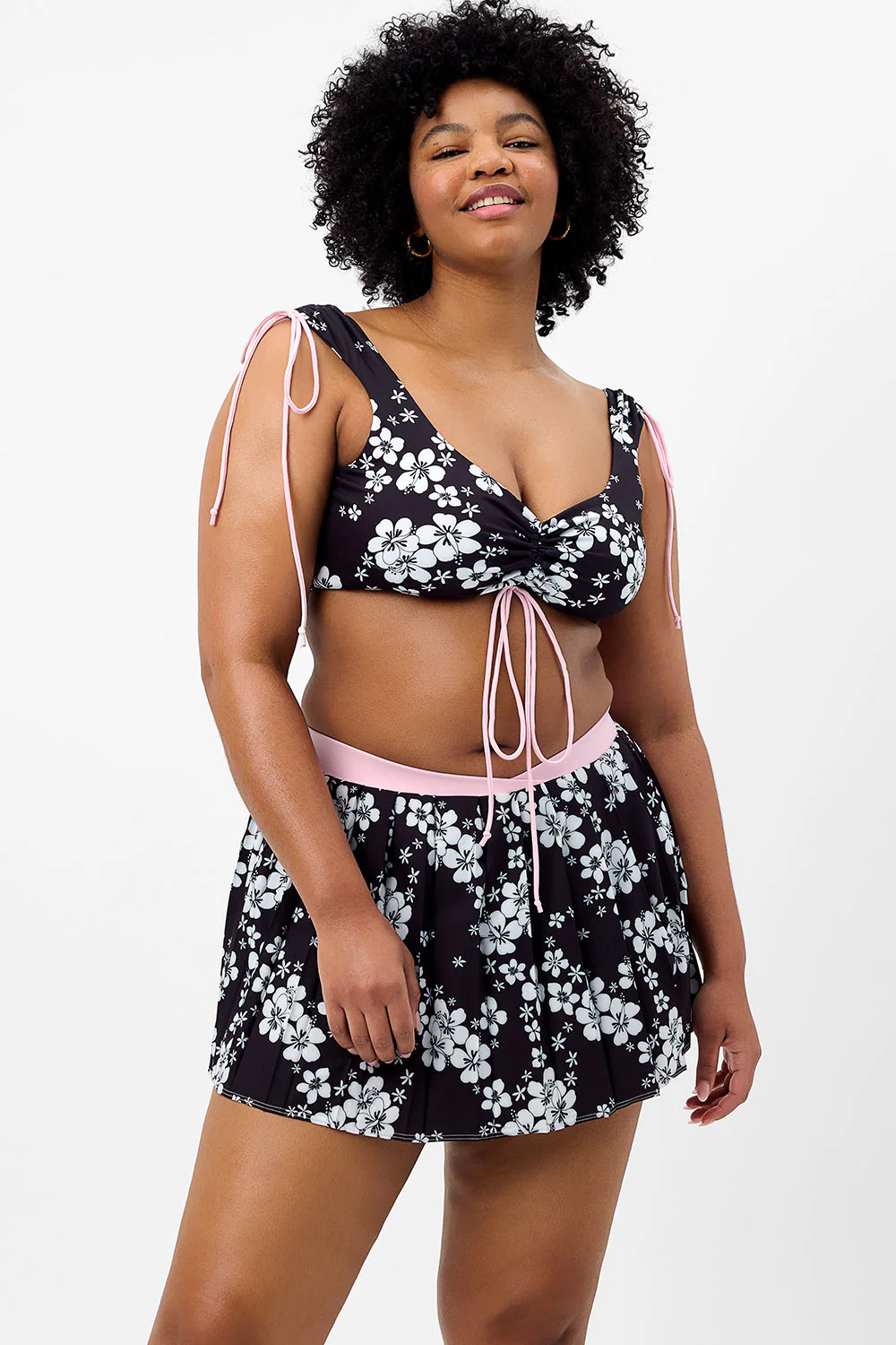 Windy Floral Tennis Skirt - Plush Plumeria - Image 3