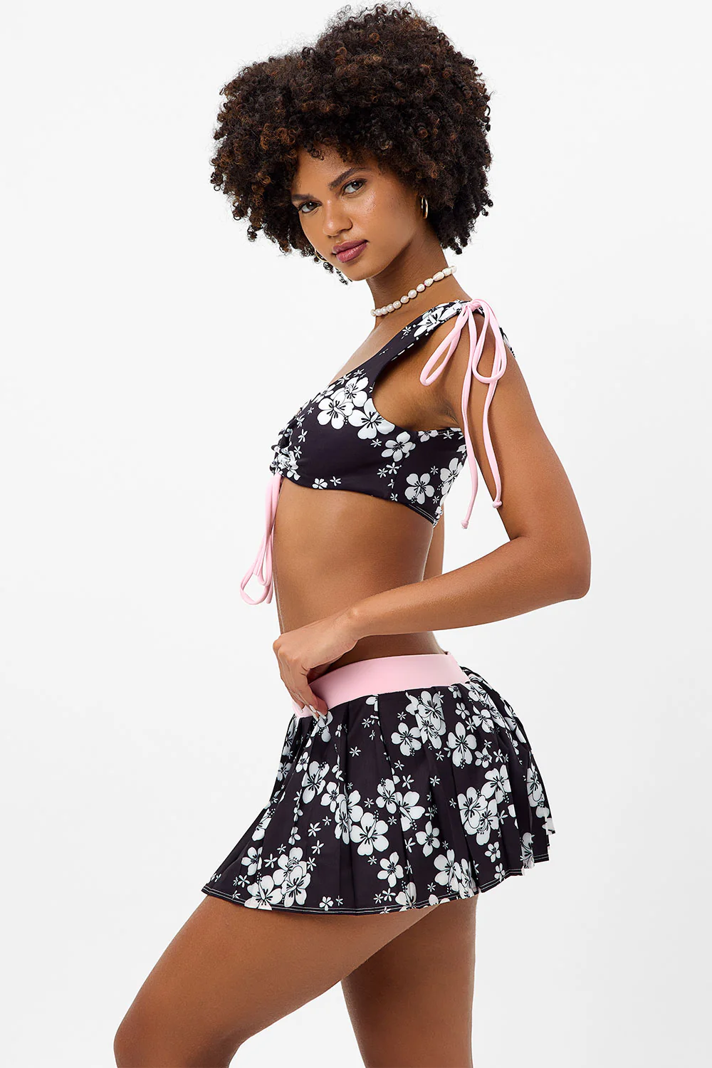 Windy Floral Tennis Skirt - Plush Plumeria - Image 6