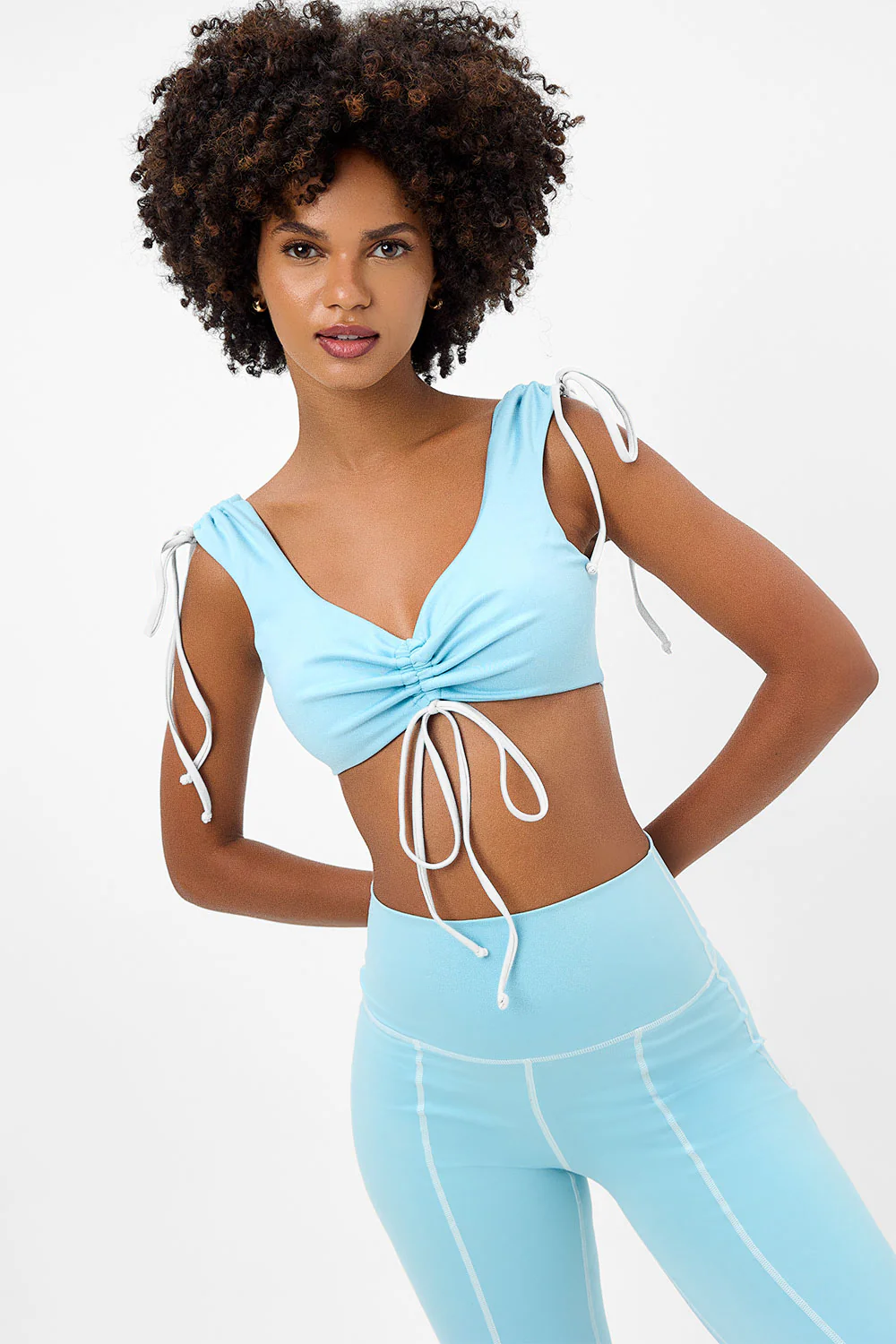 Windy Ruched Crop Top - Baby Blue - Image 2