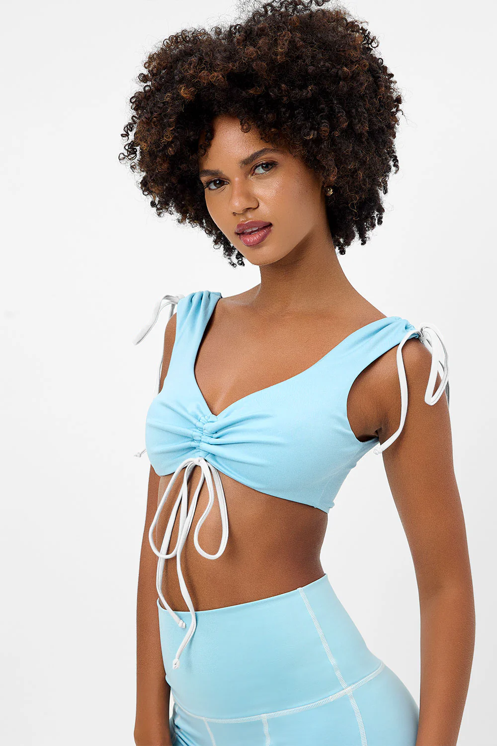 Windy Ruched Crop Top - Baby Blue - Image 3