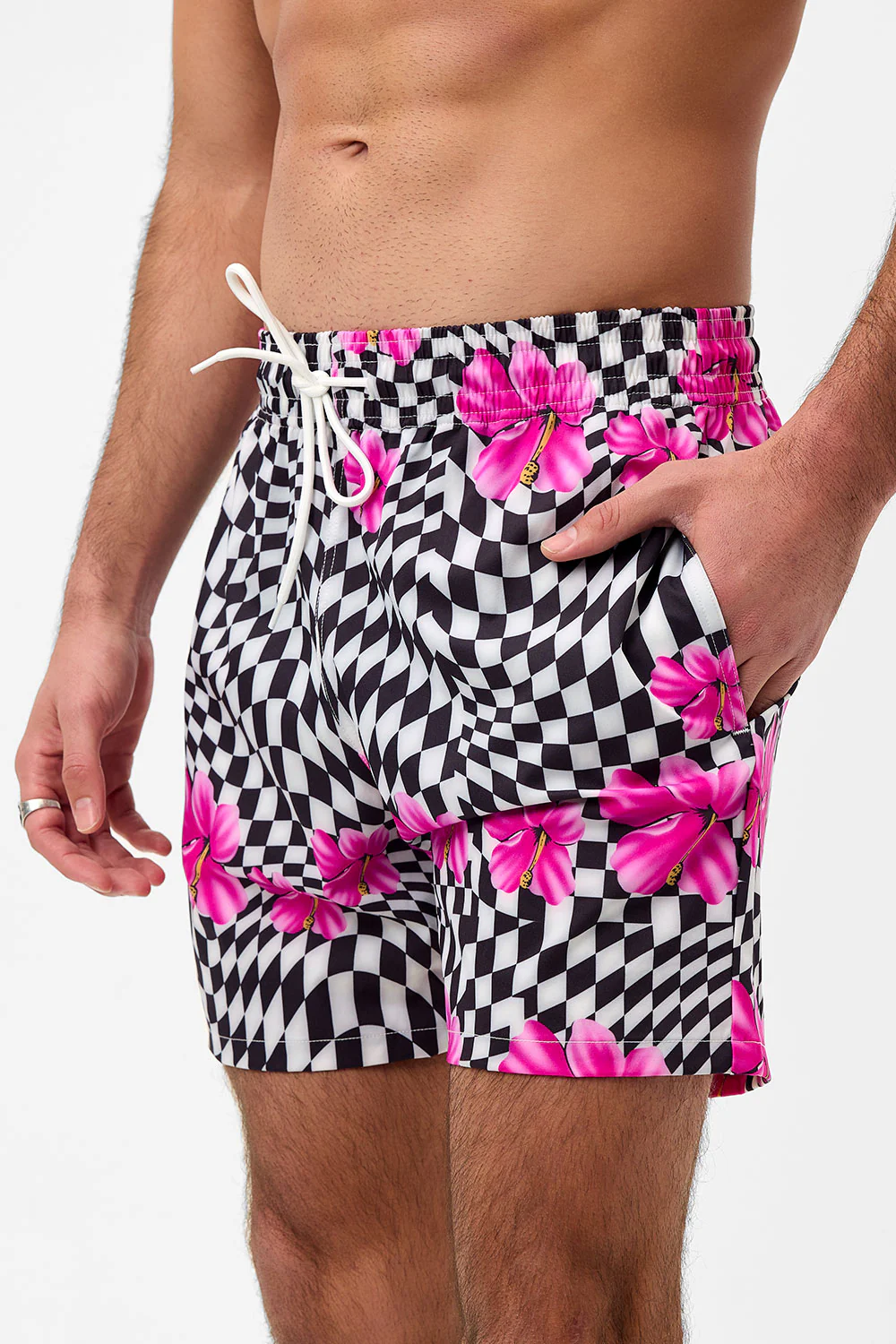 Winston  Unisex Board Short - Black Morrison Hibiscus - Image 2