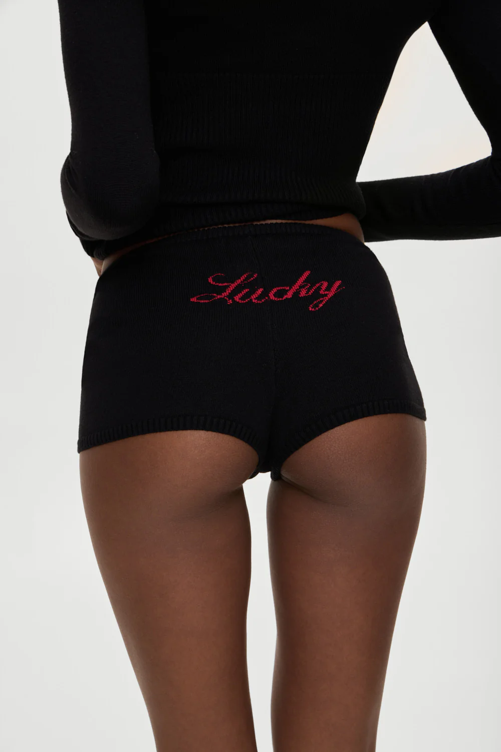 x BELLA HADID Bradley Knit Booty Shorts - Lone Star Black