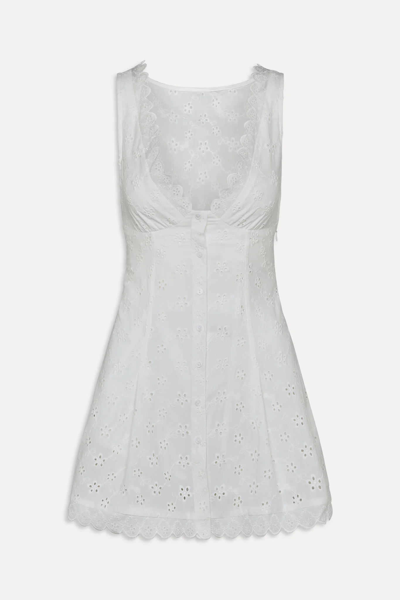 x BELLA HADID Farm Eyelet Mini Dress - Salt Air Eyelet - Image 3