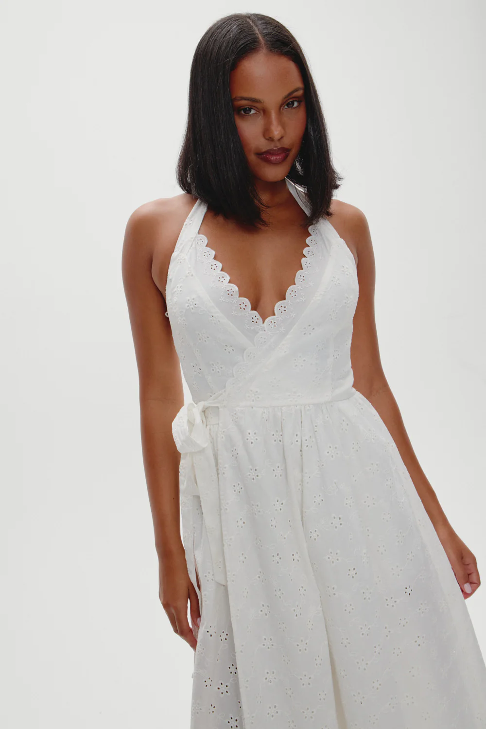 x BELLA HADID Fort Worth Fairy Midi Dress - Salt Air Eyelet - Image 5